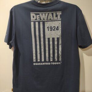 DEWALT Men's Navy Blue Coolmax Short Sleeve Flag Graphic Logo T-Shirt Medium NEW